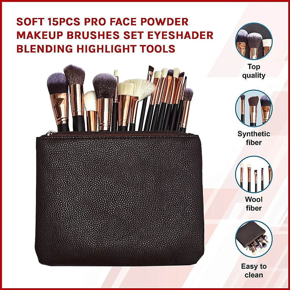 15Pcs Soft Makeup Brush Set, Synthetic-Wool, Timber Handles