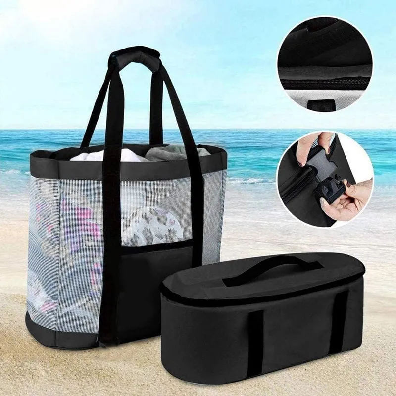 2-in-1 beach bag with removable cooler section