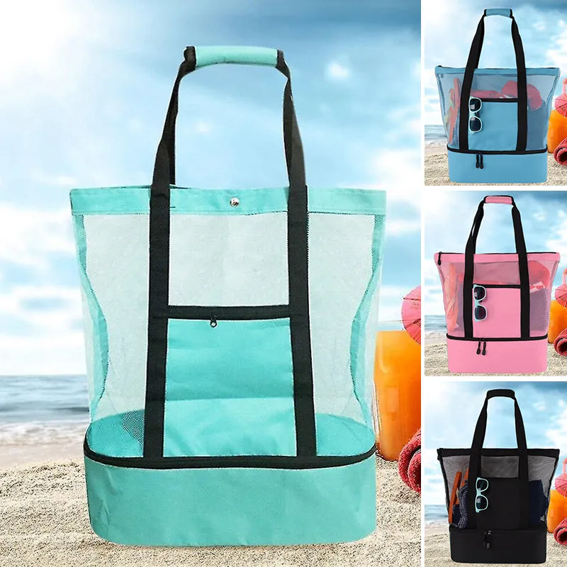 2-in-1 beach bag with removable cooler section