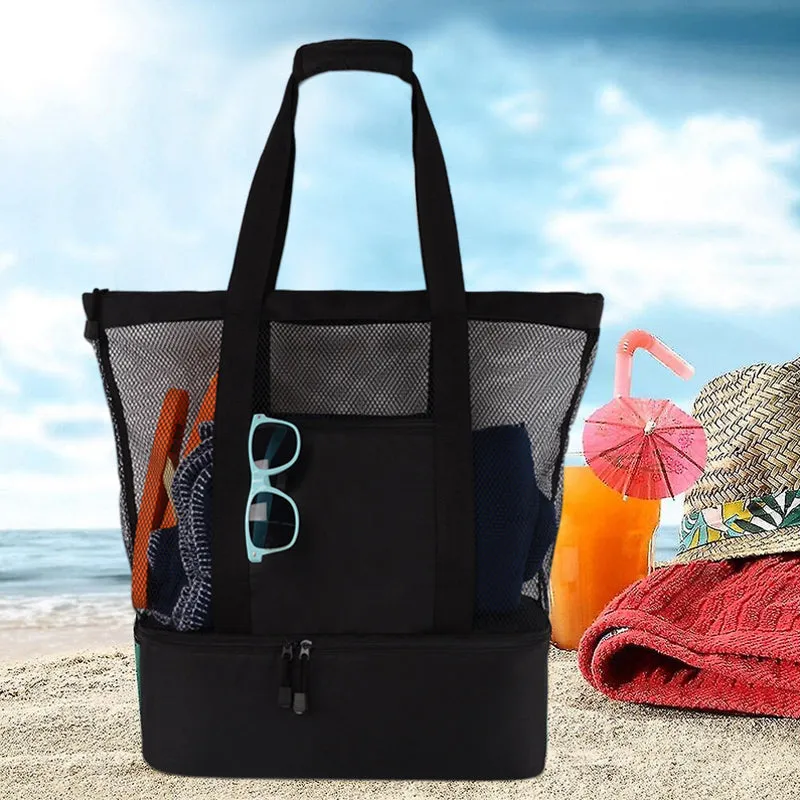 2-in-1 beach bag with removable cooler section