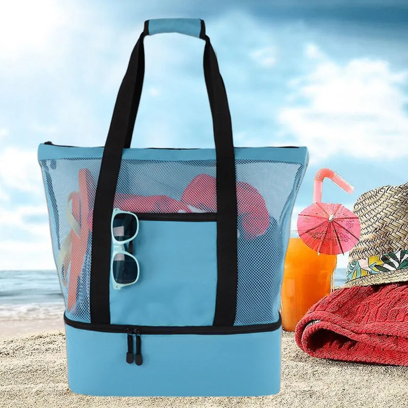 2-in-1 beach bag with removable cooler section