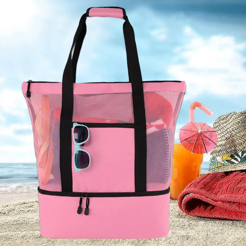 2-in-1 beach bag with removable cooler section