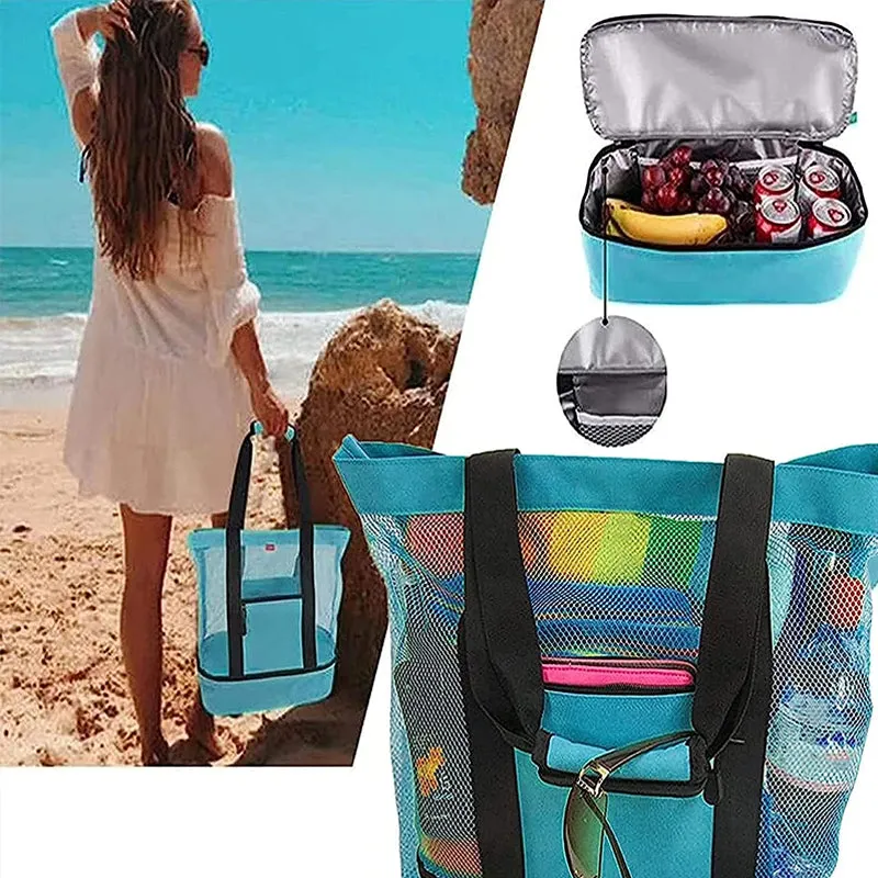 2-in-1 beach bag with removable cooler section