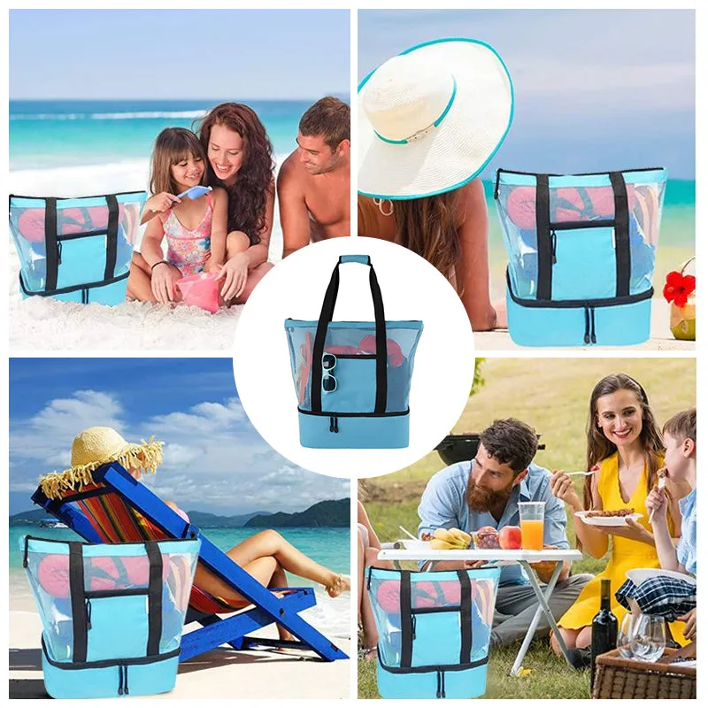 2-in-1 beach bag with removable cooler section