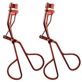 2 Vintage Style Metallic Red Eyelash Curler Easy to Use High Drama Lashes Rubber Coated Non-Slip Handle Easy Gentle Way to Curl Lashes High Impact Eye-Opening Effects