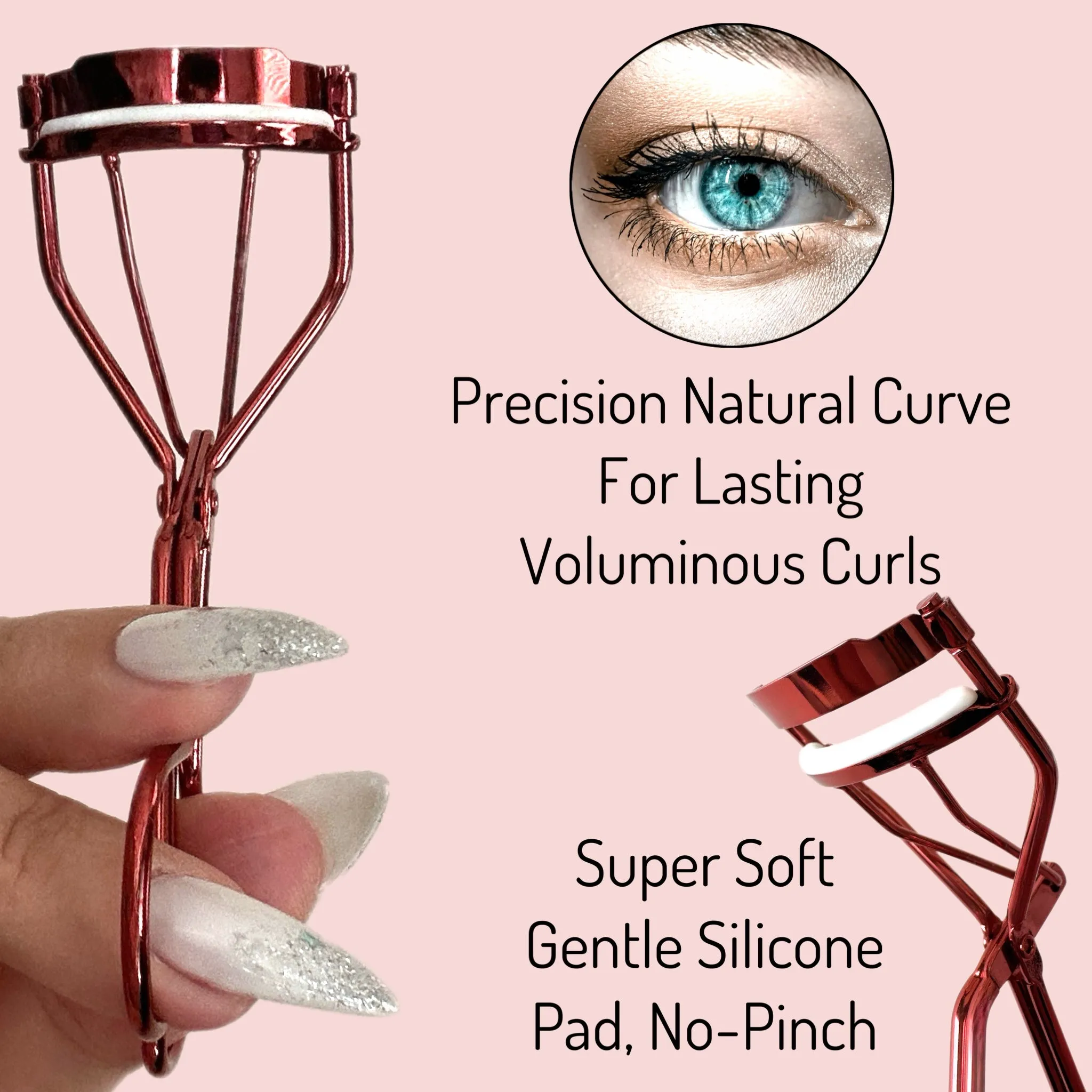 2 Vintage Style Metallic Red Eyelash Curler Easy to Use High Drama Lashes Rubber Coated Non-Slip Handle Easy Gentle Way to Curl Lashes High Impact Eye-Opening Effects