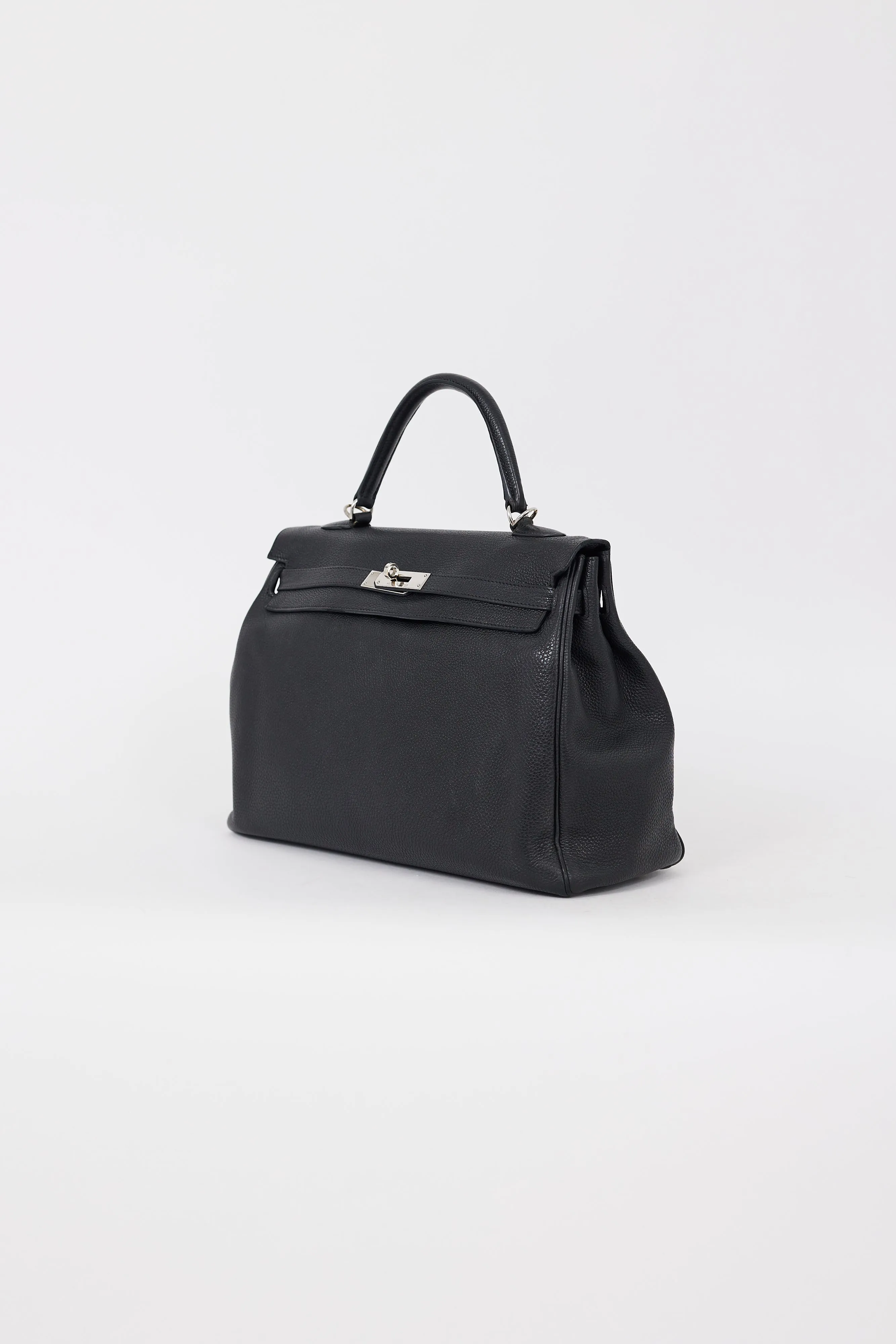 2009 Noir Clémence Leather Kelly Retourne 35 Bag