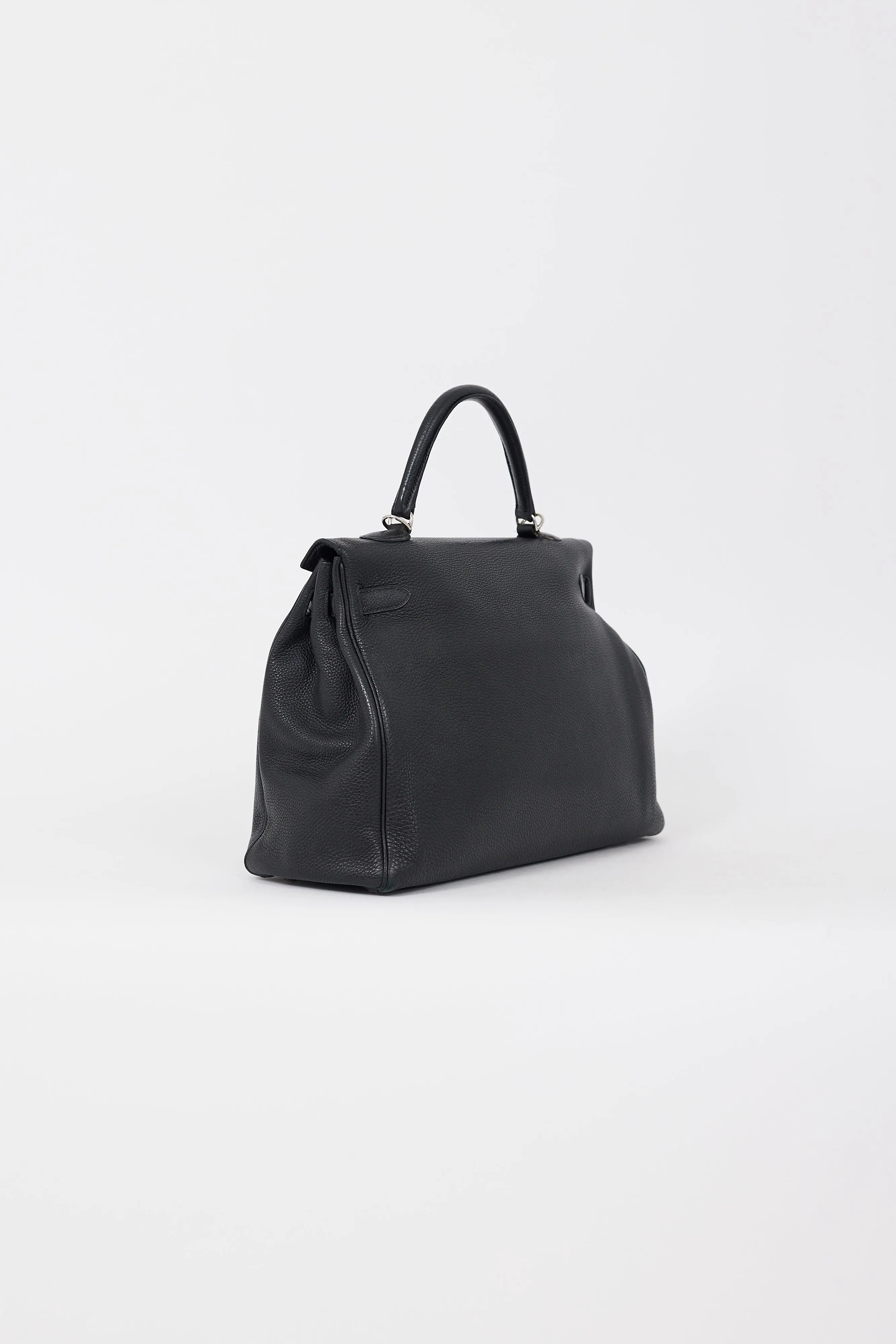 2009 Noir Clémence Leather Kelly Retourne 35 Bag