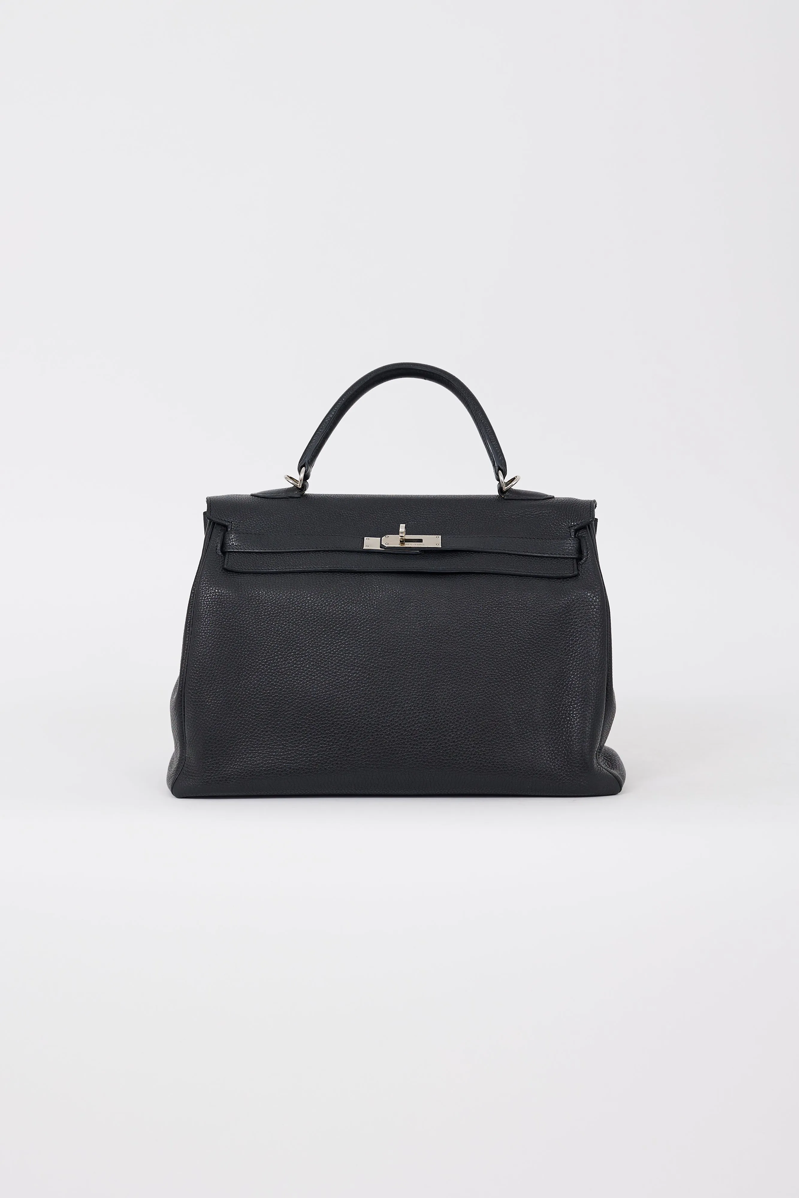 2009 Noir Clémence Leather Kelly Retourne 35 Bag