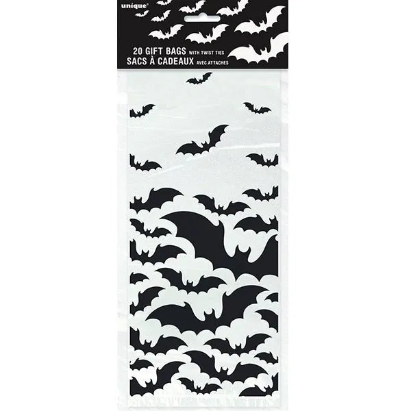 20pk Halloween Black Bats Cello Bags