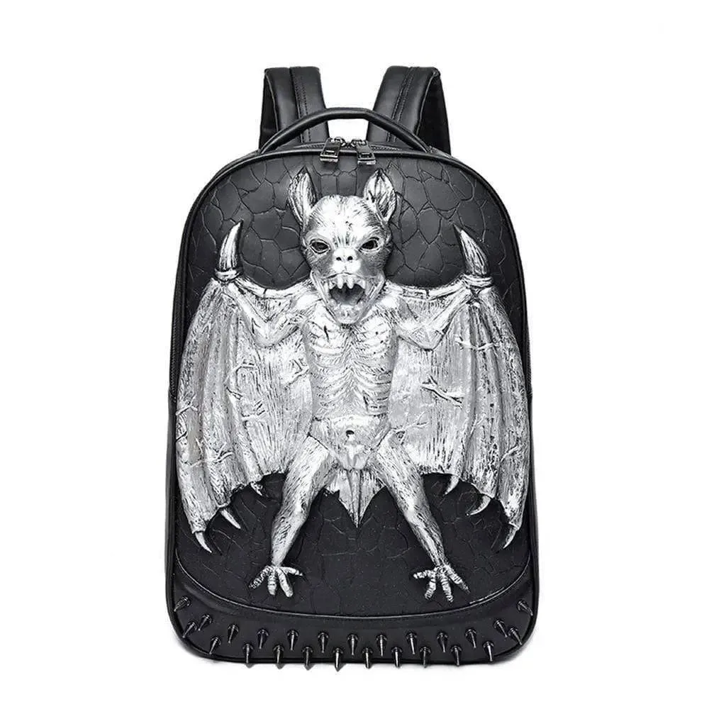 3D Evil Bat PU Studded Computer Backpack Bag