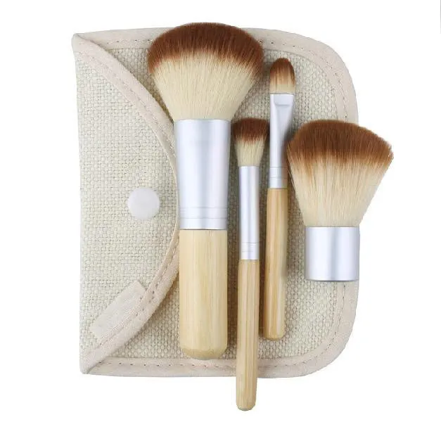 4Pcs Earth-Friendly Bamboo Elaborate Makeup Brush Sets