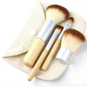 4Pcs Earth-Friendly Bamboo Elaborate Makeup Brush Sets