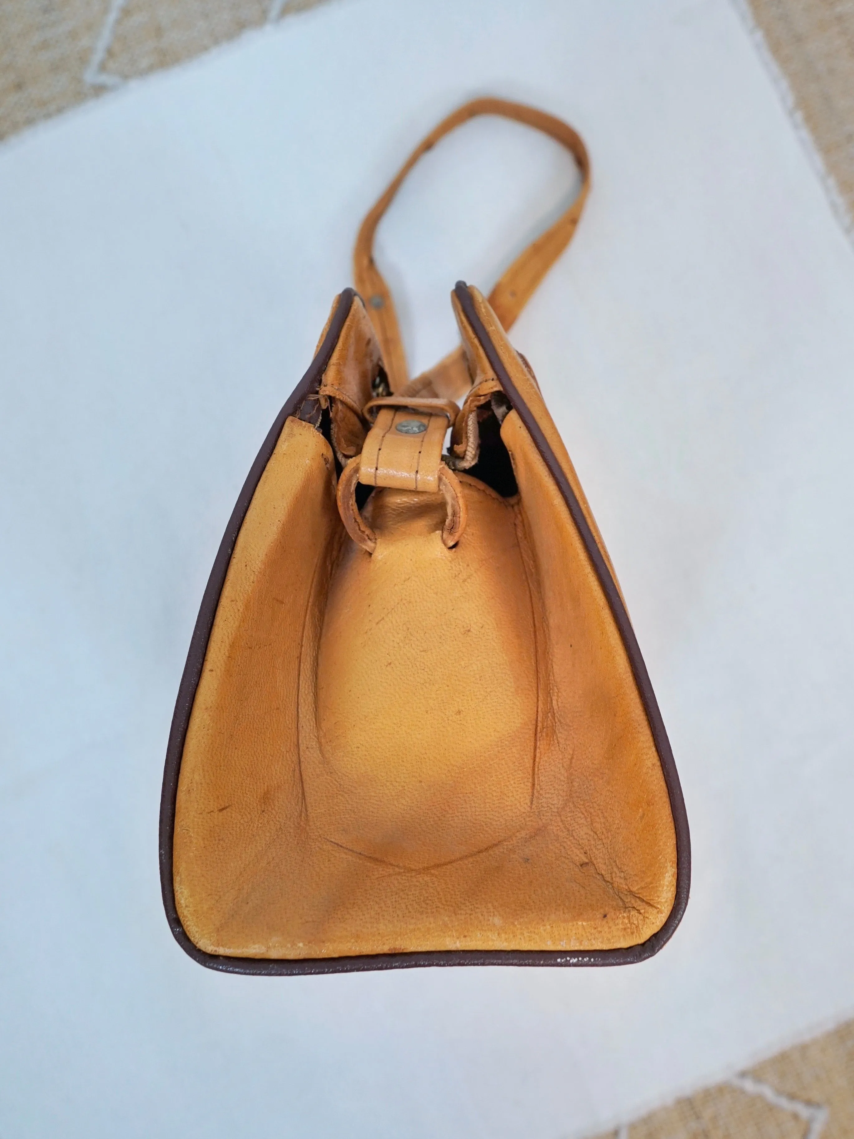 70's Tooled Leather Llama Bag