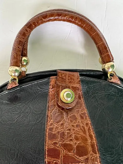 80s Extravagant bag in black and brown leather by the Italian brand Roda Style