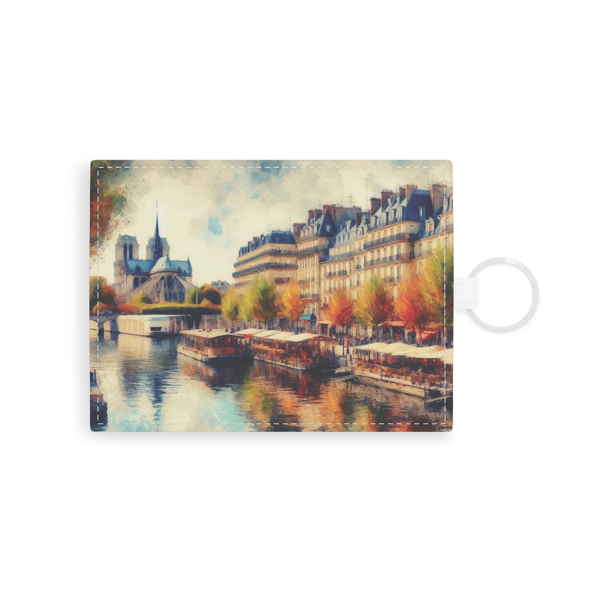 A canal and a historical city with watercolour effect Saffiano Leather Card Holder