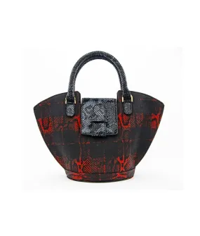 Abanico Large in Red Tartan/Black Leather