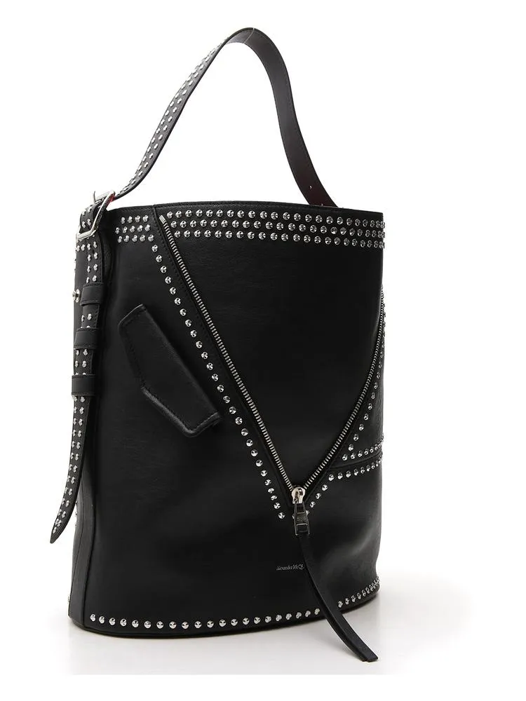 Alexander McQueen Studded Zip Detail Bucket Bag