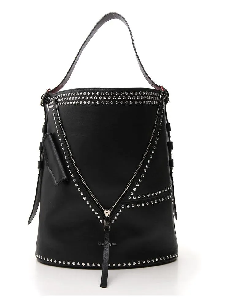 Alexander McQueen Studded Zip Detail Bucket Bag