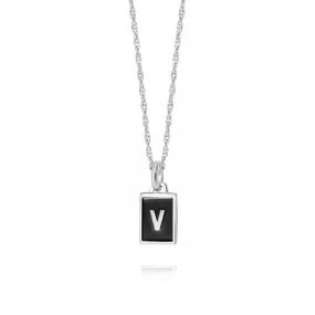 Alphabet Initial Recycled Sterling Silver V Necklace BETV_SLV