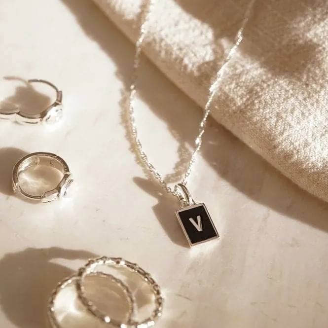 Alphabet Initial Recycled Sterling Silver V Necklace BETV_SLV