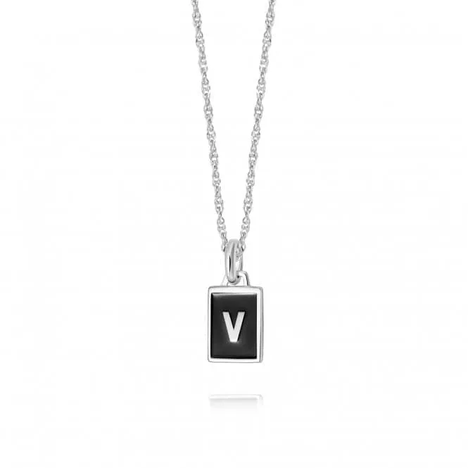 Alphabet Initial Recycled Sterling Silver V Necklace BETV_SLV