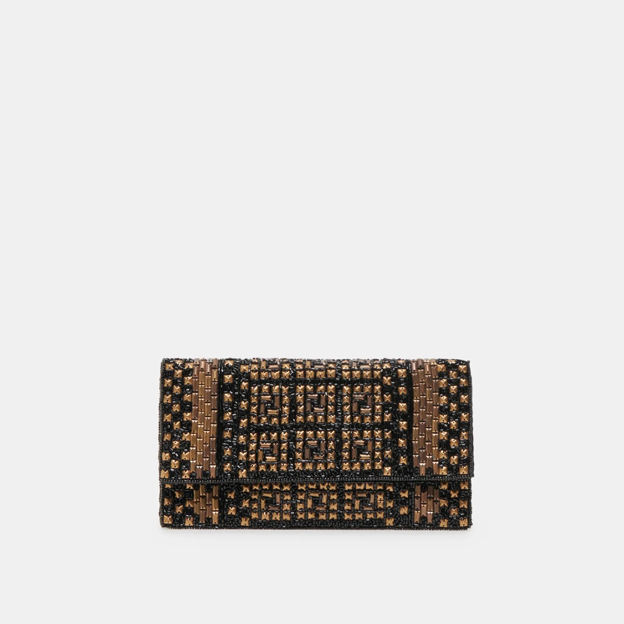 AMALFI CLUTCH BLACK GOLD BEADED