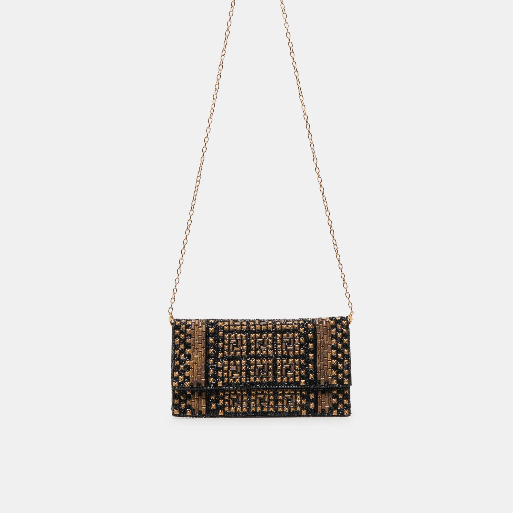 AMALFI CLUTCH BLACK GOLD BEADED