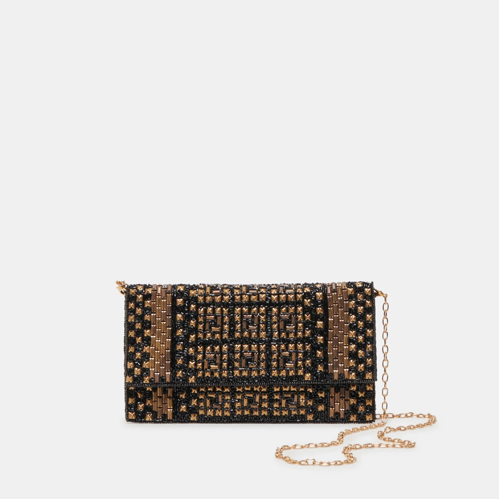 AMALFI CLUTCH BLACK GOLD BEADED