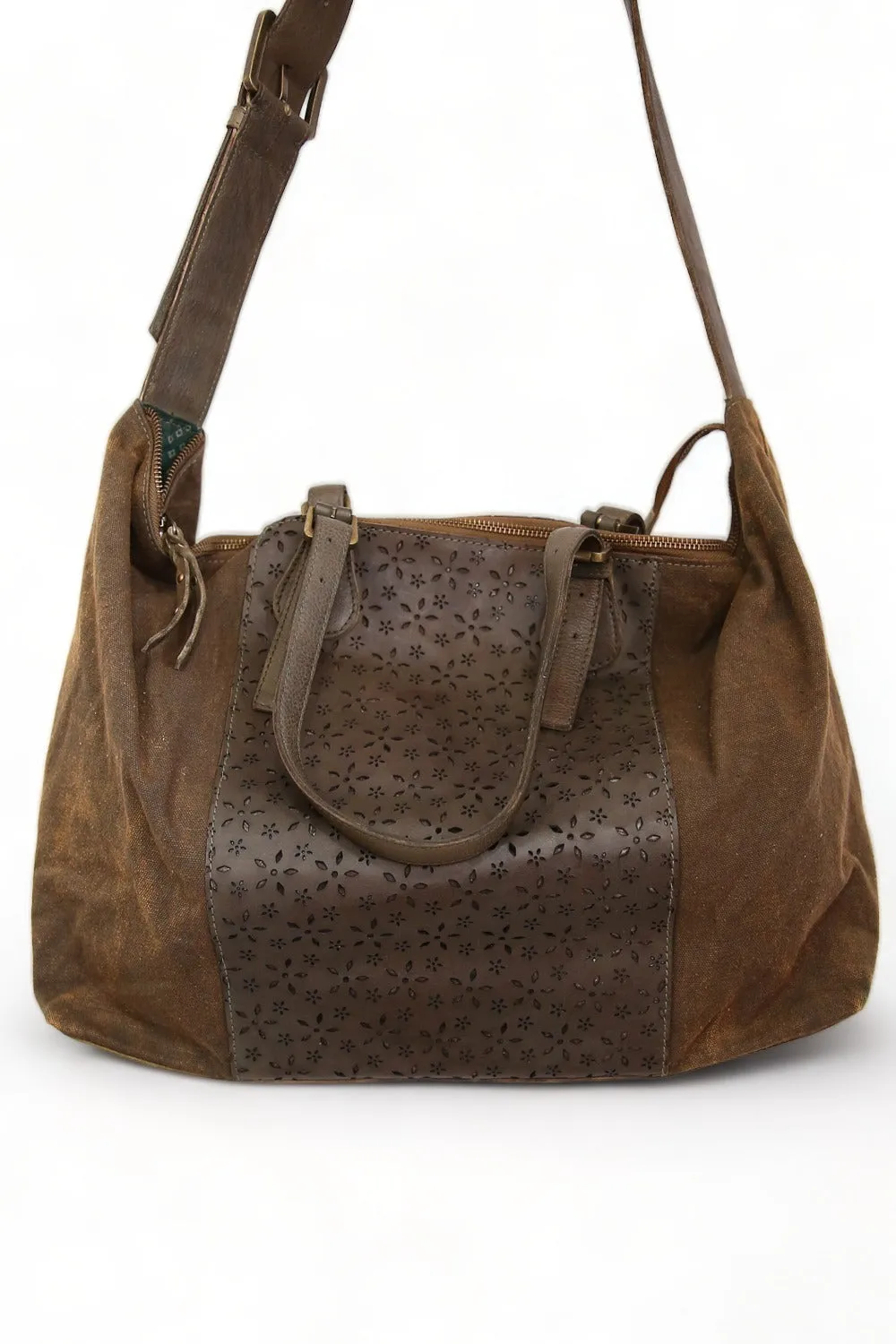 ART N' VINTAGE ELODIE CANVAS LEATHER WEEKENDER BAG