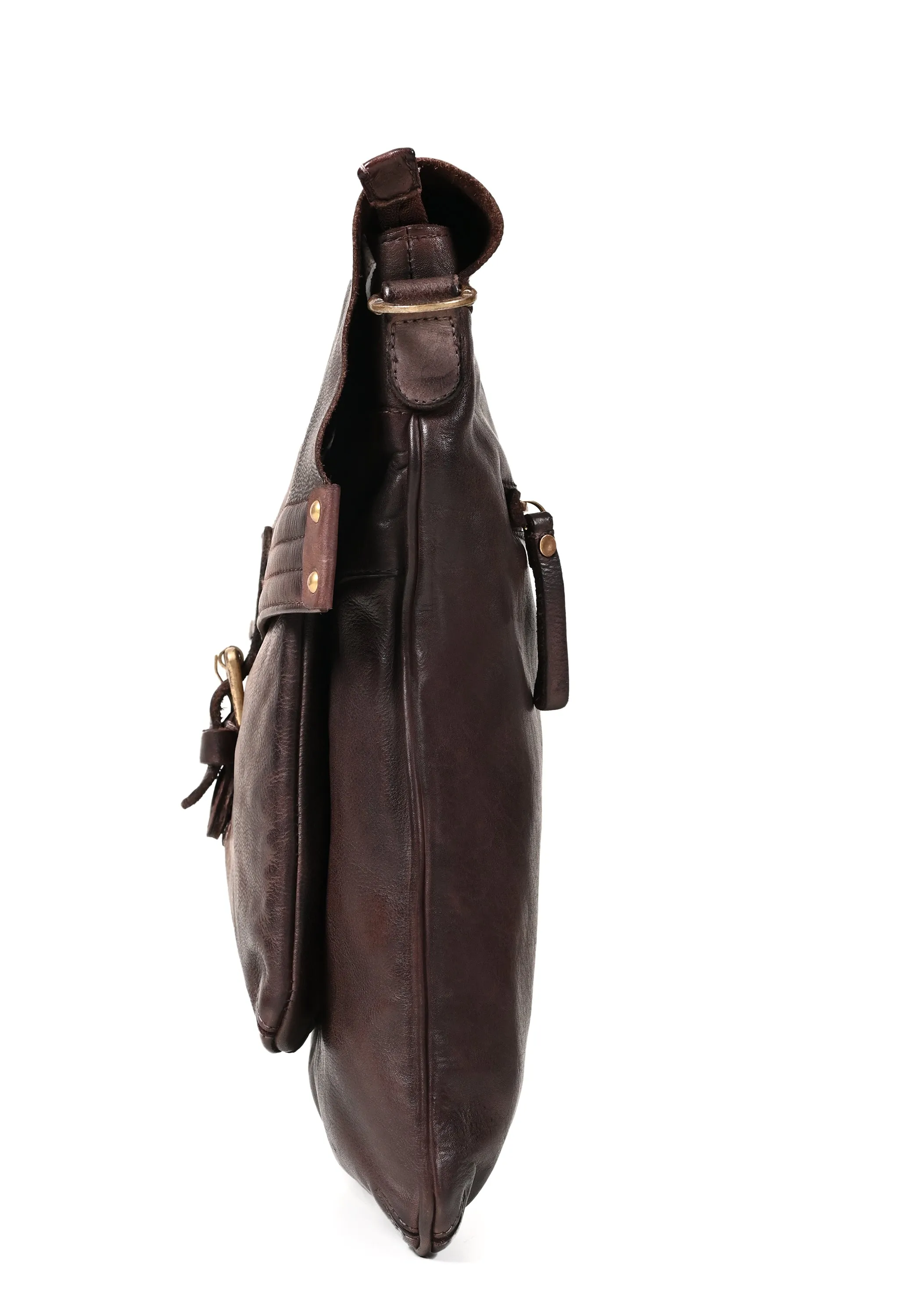 Art N Vintage Nathan: Brown Real Leather Crossbody Bag