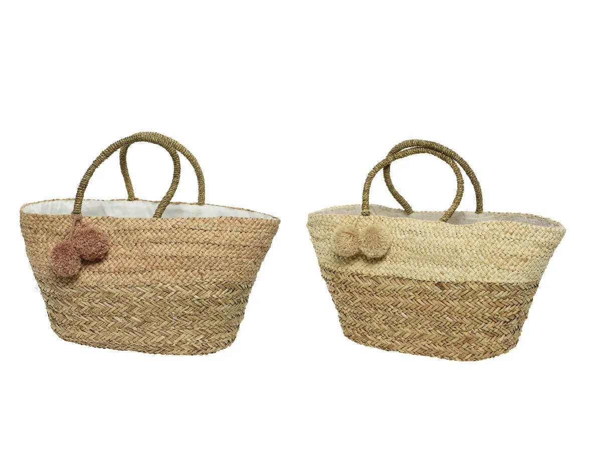 Bag sea grass w pompoms