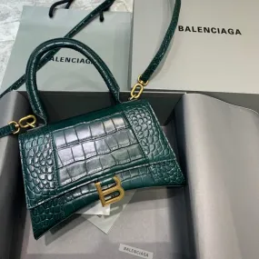 Balen Hourglass Small Handbag In Dark Green, For Women,  Bags 9in/23cm