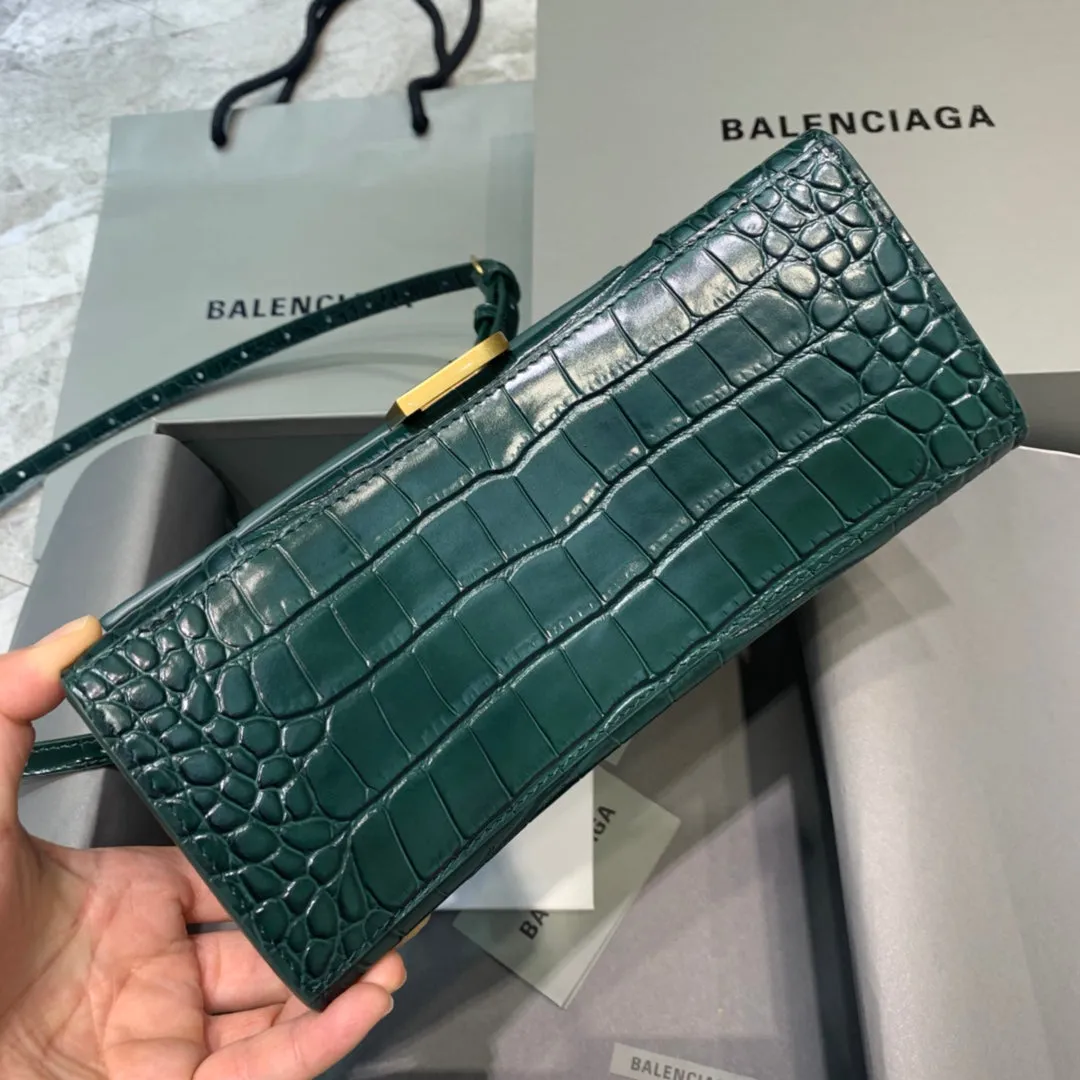 Balen Hourglass Small Handbag In Dark Green, For Women,  Bags 9in/23cm