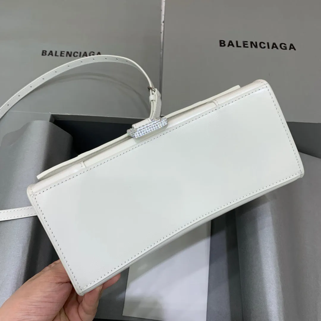 Balen Hourglass Small Handbag In White, For Women,  Bags 9in/23cm 5928331QJ4Y9028