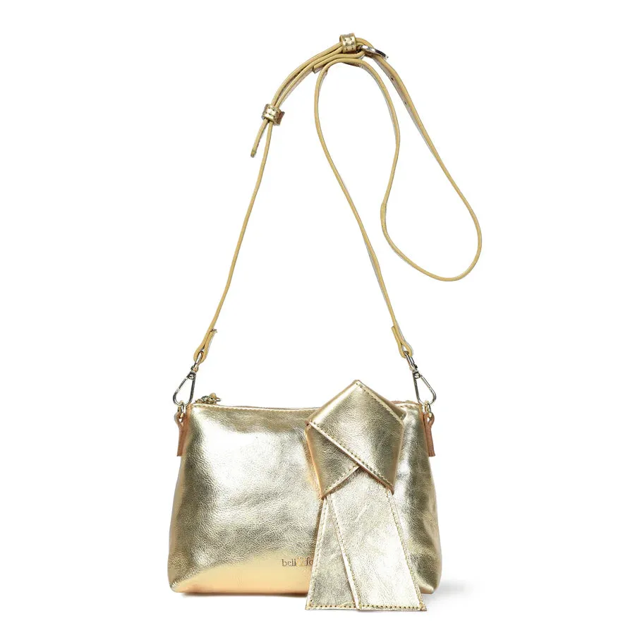 Bell & Fox Indira Bow Detail Clutch/Crossbody Bag in Dark Gold