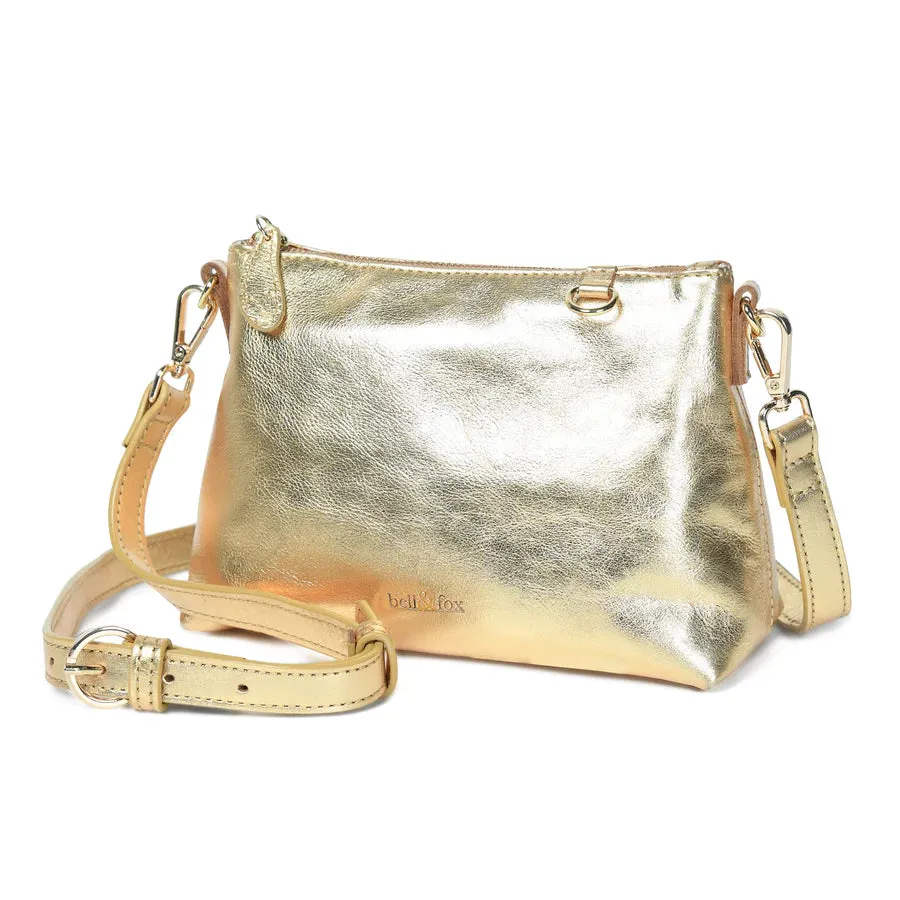 Bell & Fox Indira Bow Detail Clutch/Crossbody Bag in Dark Gold