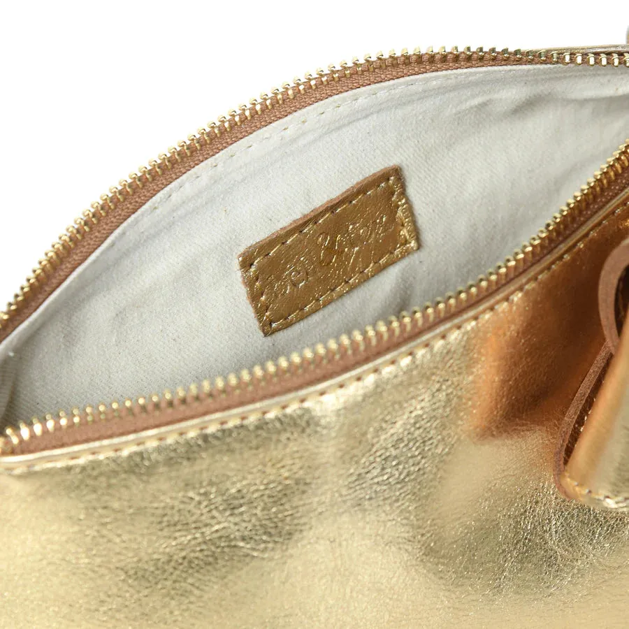 Bell & Fox Indira Bow Detail Clutch/Crossbody Bag in Dark Gold