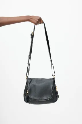 Black & Gold Jennifer Leather Flap Bag