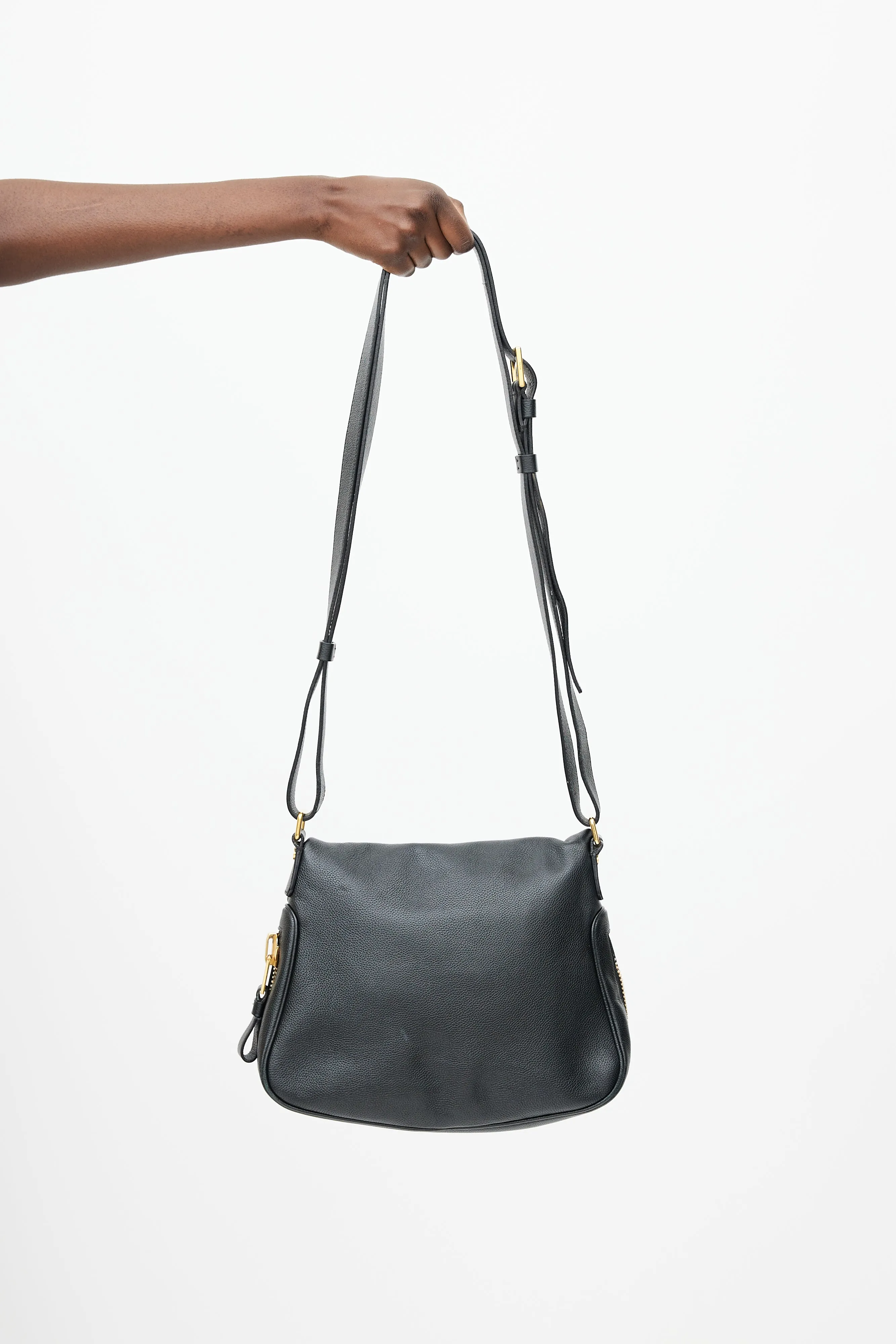 Black & Gold Jennifer Leather Flap Bag