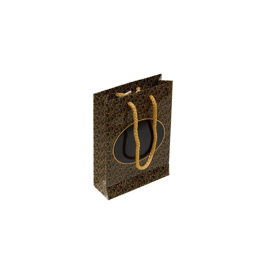 Black and Gold Ivy Paper Bag Large