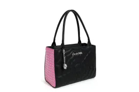 Black Matte with Winkle Pink Sparkle Spider Web Medium Tote