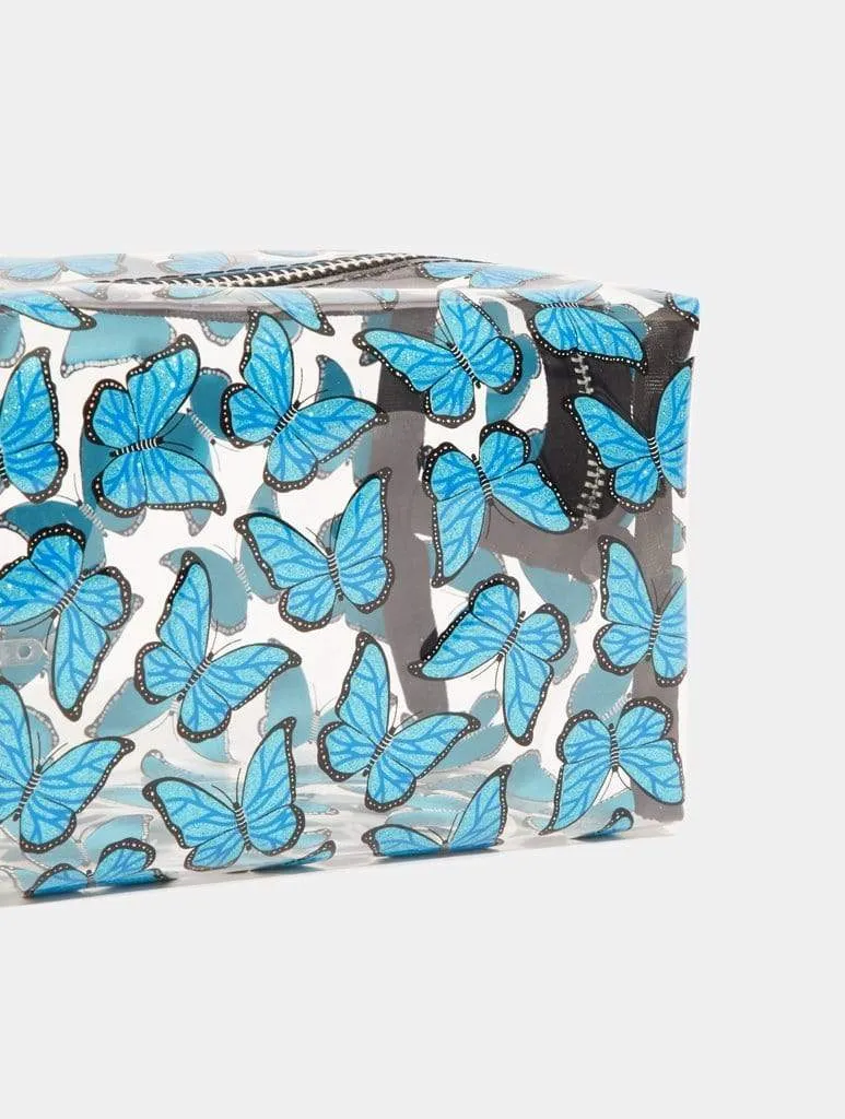 Blue Butterfly Makeup Bag