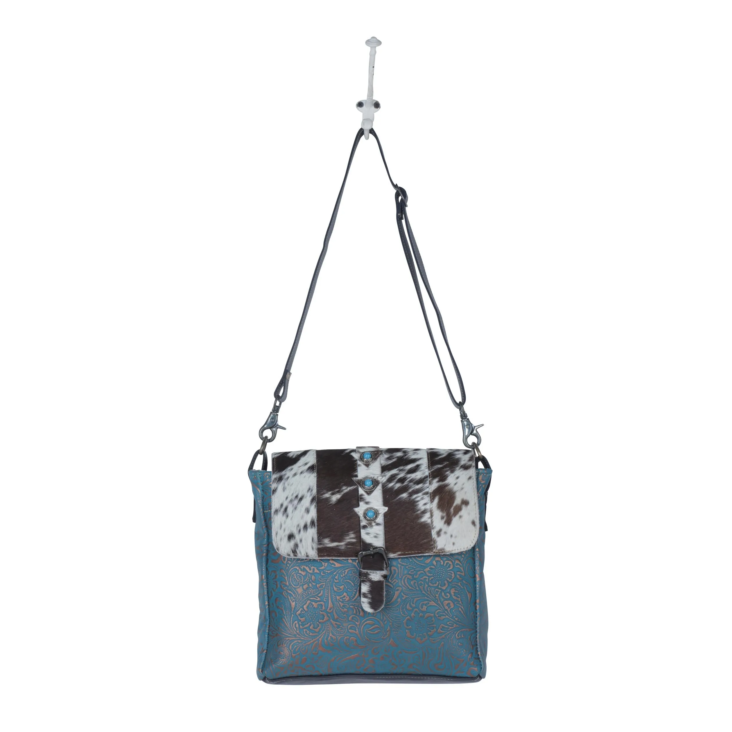 Blue Rose  Leather & Hairon Bag