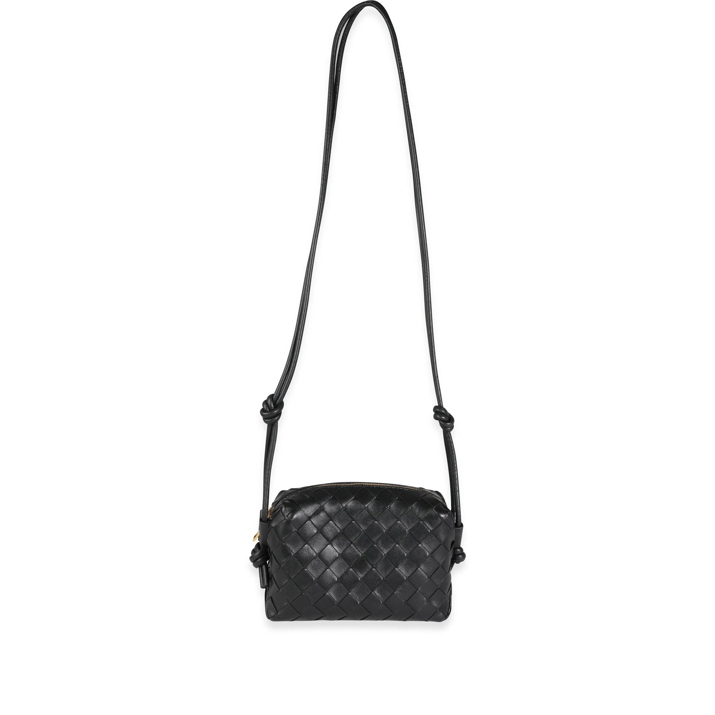 Bottega Veneta Black Intrecciato Leather Mini Loop Crossbody Bag