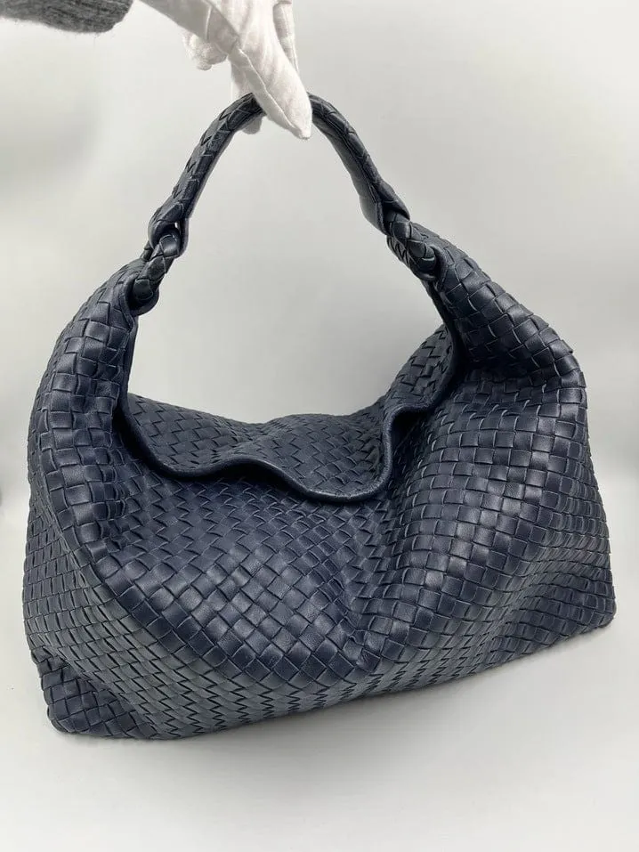 Bottega Veneta Intrecciato Navy Shoulder Bag