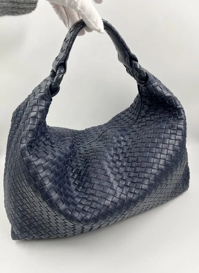 Bottega Veneta Intrecciato Navy Shoulder Bag