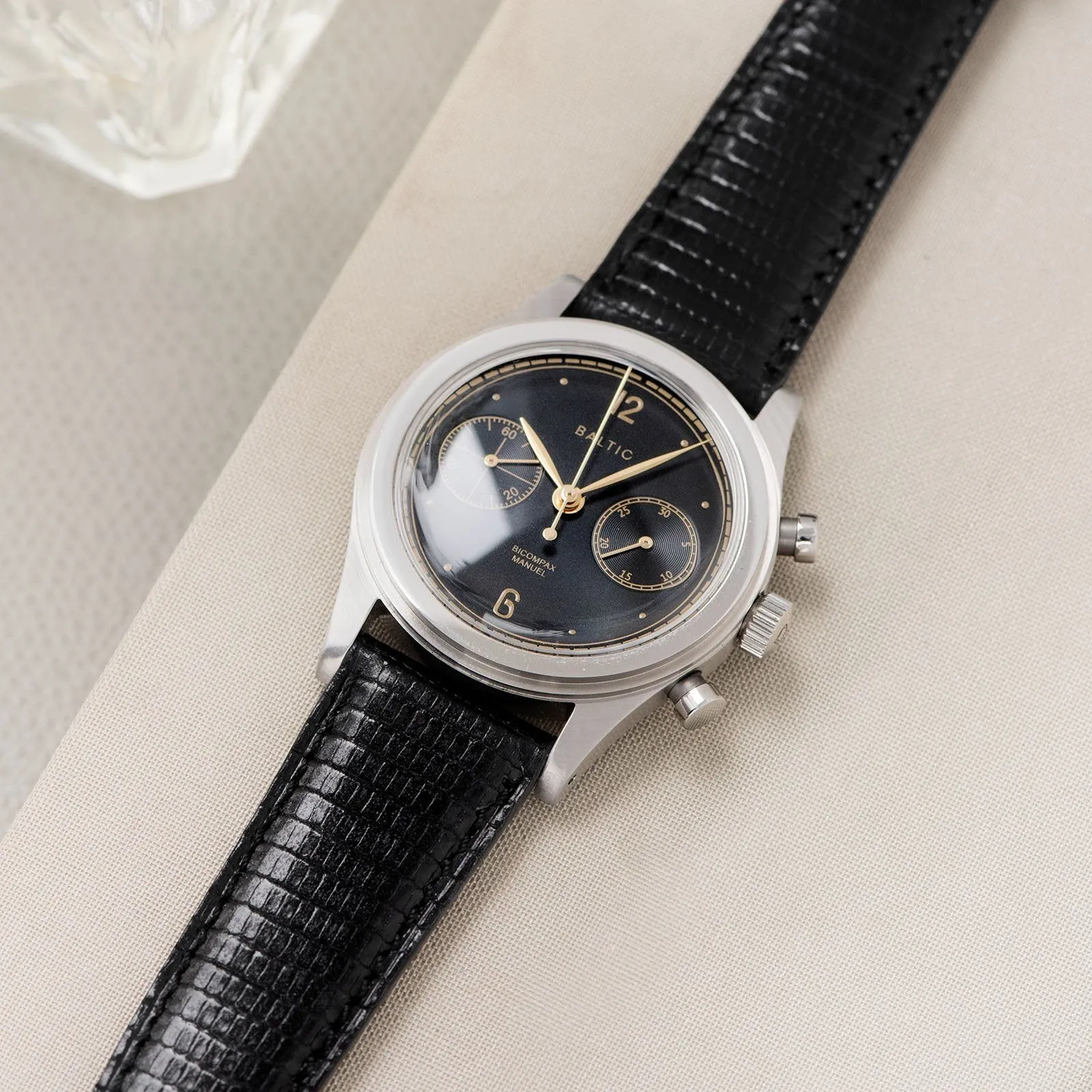 Brilliant Black Lizard Leather Watch Strap