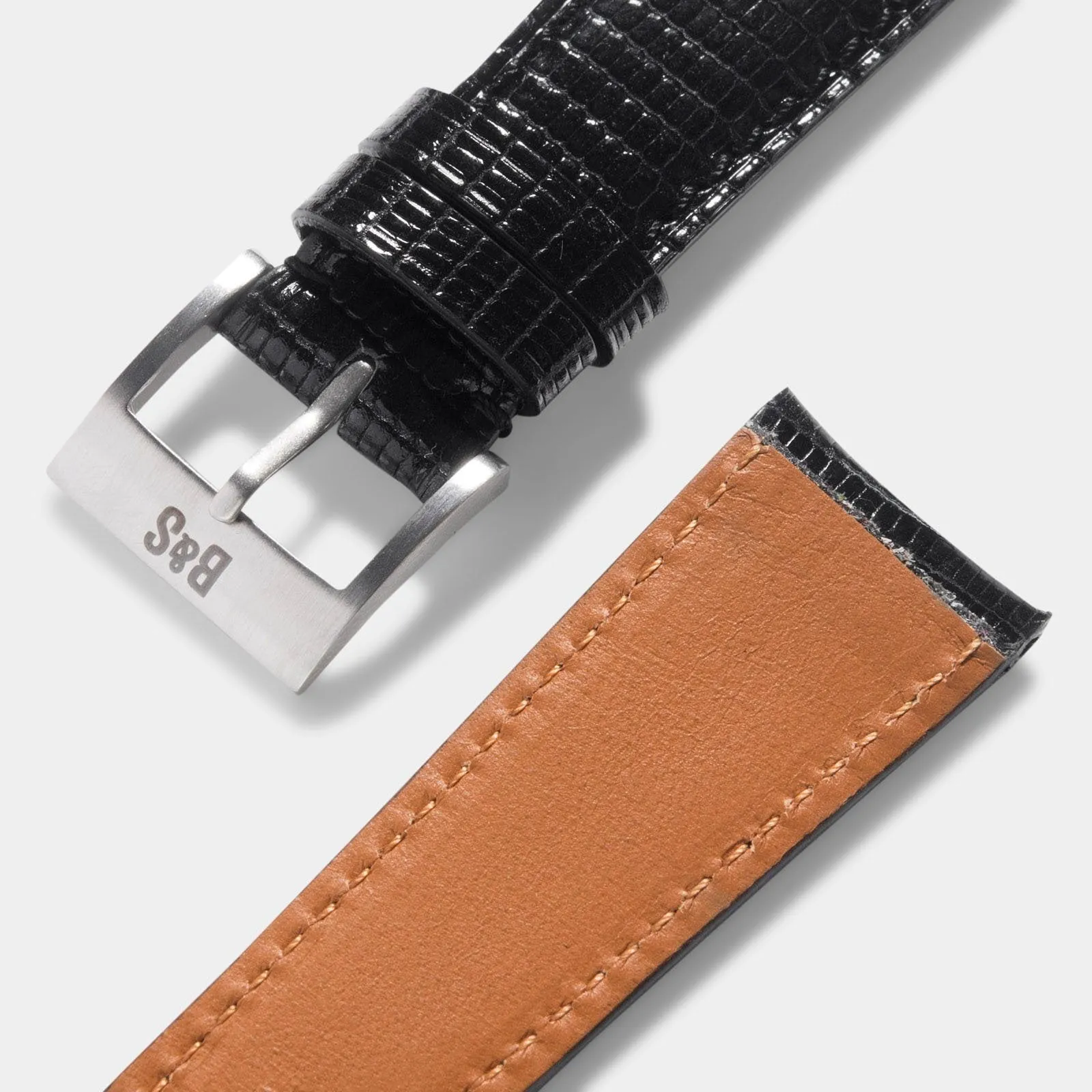 Brilliant Black Lizard Leather Watch Strap