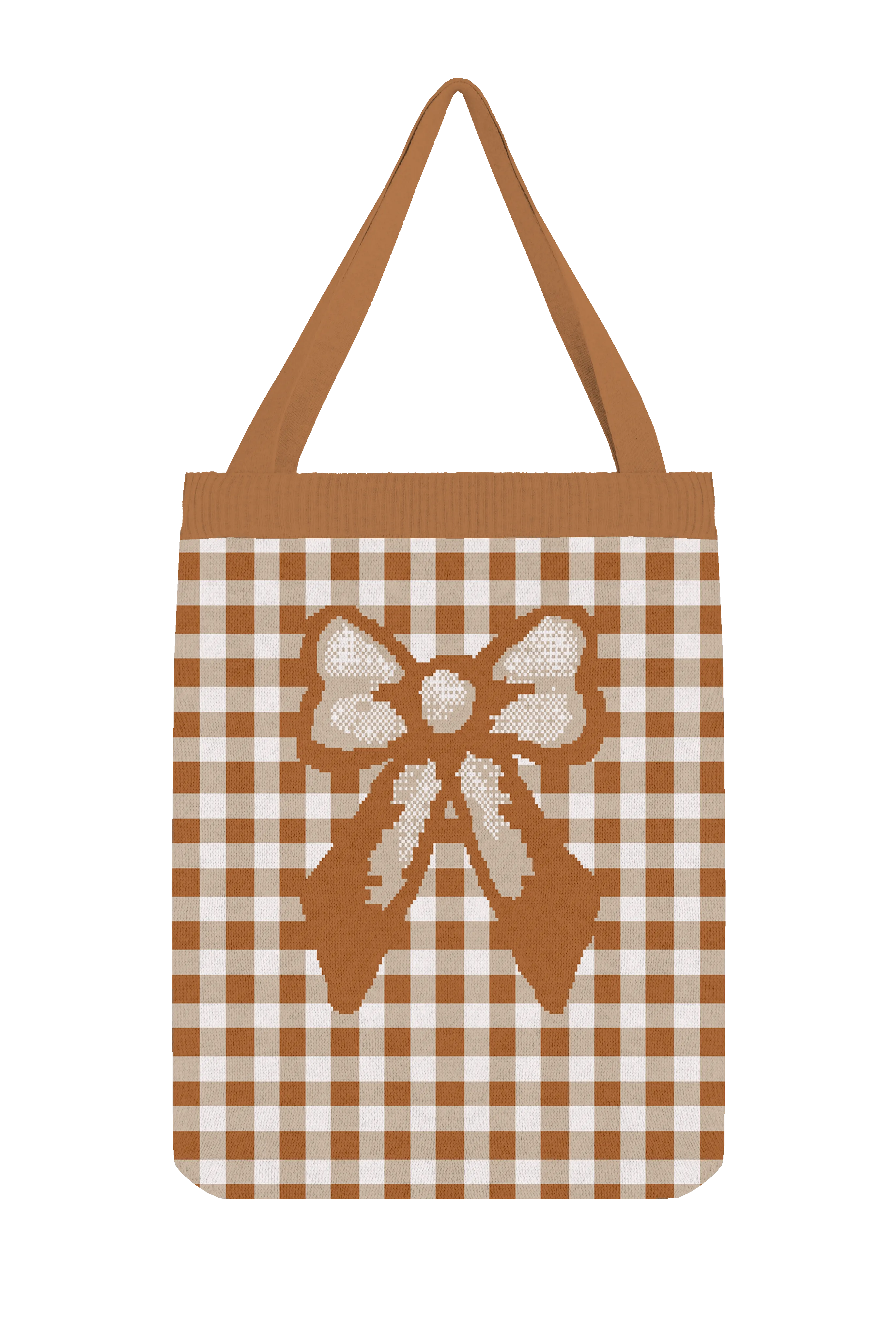 Brown Bow Knit Tote Bag